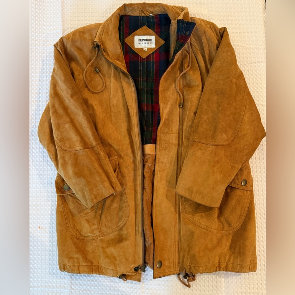 Barn Chore Coat Suede Leather Quilted Lining Sz M‎